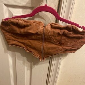 Brown tube zip up